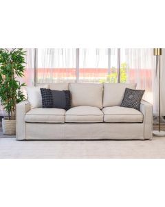 "Hampshire" Hamptons Style Feather 3 Seater Lounge Loose Cover, Beige (RRP $2999)