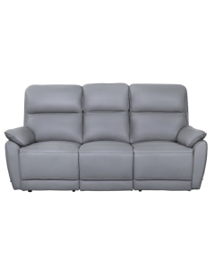 "York" Premium Leather 3 Seater with 2 Manual Recliners – Stone W201 x D94 x H102 CM (RRP $2499)