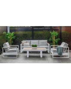 "Positano" Coastal Style 4 Piece Outdoor Lounge Set, White (RRP $2999)