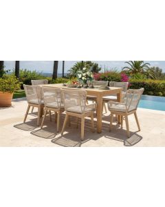 "Marrakesh Whitewash" Outdoor 9 Piece Dining Set – Whitewash (RRP $3999)