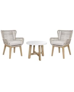 "Marrakesh Whitewash" Outdoor 3 Piece Chat Set, Whitewash (RRP $1499)