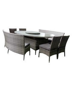 Tahiti Oval 7 Piece Outdoor Dining SetTahiti Oval 7 Piece Outdoor Dining Set, Grey Wicker (RRP $2999)