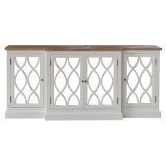 "Sienna" Hamptons Style 4 Door Buffet Sideboard Natural / White, 200cm (RRP $3499)