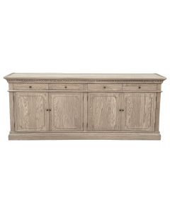 "Harbord" Hamptons Style 4 Door 4 Drawer Buffet Sideboard Weathered Oak, 220cmW x 48cmD x 90cmH (RRP $4999)