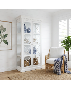 "Maine" Hamptons Style 2 Door Timber Display Unit White, 112cm W x 56cm D x 220cm H (RRP $4999)