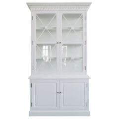 "Balmoral" Hamptons Style Timber 2 Door Buffet and Hutch Display Cabinet, White (RRP $4999)