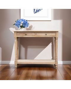 "Sienna" Hamptons Style Oak Timber Hall Table Whitewashed Oak, 100cmW x 30cmD x 85cmH (RRP $1499)