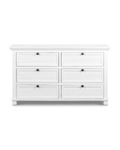 West Beach Chest of 6 Drawers White, L 140cm W 45cm H 82cm (RRP $1999)