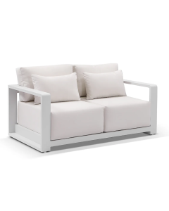 "Whitehaven" Superior Comfort Premium Quality Aluminium 2 Seater Outdoor Lounge – White / Sunbrella Canvas W156 x D88 x H62 CM (RRP $2699)