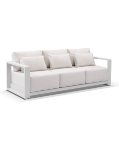"Whitehaven" Superior Comfort Premium Quality Sunbrella® Fabric Outdoor Aluminium 3 Seater Lounge, White W224 x D88 x H62 CM (RRP $3999)