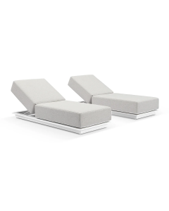 "Whitehaven" Outdoor Aluminium Premium Quality Sun Lounge Set, White/Sandstone L213 x W80 x H11 CM (RRP $4499)