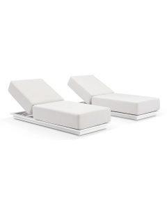 "Whitehaven" Superior Comfort Premium Quality Outdoor Aluminium Sunbrella Sun Lounge Set, White/Canvas W80 x D213 x H11 CM (RRP $4499)