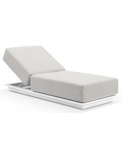 “Whitehaven” Superior Comfort Premium Quality Aluminium Single Outdoor Sun Lounge – White / Sandstone Olefin Cushion L213 x W80 x H11 CM (RRP $1999)