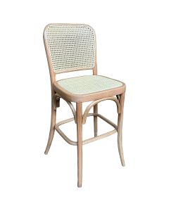 "Miami" Commercial Grade Beech Timber & Rattan Counter Stool, Rattan Seat, Natural (RRP $399)