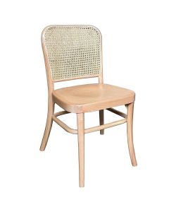 "Miami" Commercial Grade Beech Timber & Rattan Dining Chair, Timber Seat, Natural (RRP $299)