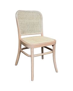 "Miami" Commercial Grade Beech Timber & Rattan Dining Chair, Rattan Seat, Natural (RRP $299)