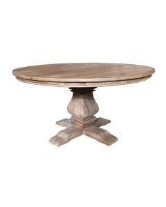 "Madrid" Hamptons Style Round Dining Table with Pedestal Base Recycled Elm, 180cm (RRP $3999)