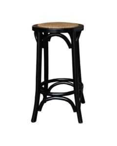 "Noosaville" Timber Kitchen Barstool Rattan Seat (No back) Black, 35cmL x 35cmD x 65cmH (RRP $249)